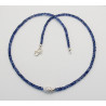 Kyanit Kette blau facettiert mit Silber-Element 49,5 cm lang-Edelsteinketten