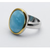 Larimar-Ring in Silber mit vergoldeter Rand - Ring Gr. 54-Silberringe