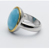 Larimar-Ring in Silber mit vergoldeter Rand - Ring Gr. 54-Silberringe