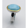 Larimar-Ring in Silber mit vergoldeter Rand - Ring Gr. 54-Silberringe