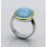 Larimar-Ring in Silber mit vergoldeter Rand - Ring Gr. 54-Silberringe