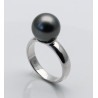 Silberring mit grauer Tahiti-Perle 11,32 mm rund Ringgröße 55-Silberringe