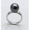 Silberring mit grauer Tahiti-Perle 11,32 mm rund Ringgröße 55-Silberringe