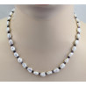 Perlenkette mit Iolith - weiße Keshi Süßwasser-Perlen mit Wassersaphir 47 cm-Perlenketten