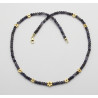 Iolith Kette blau facettiert mit goldenen Sternen in 44,5 cm Länge-Edelsteinketten