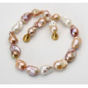 Perlenkette - naturfarbene Fireball-Perlen geknotet mit Magnetschließe 47 cm-Perlenketten