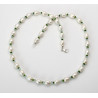 Perlenkette - weiße Süßwasser-Perlen mit Aquamarin und Chromdiopsid 53 cm lang-Perlenketten
