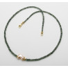 Saphir Kette grün facettiert mit Keshi-Perle in 48 cm Länge-Edelsteinketten