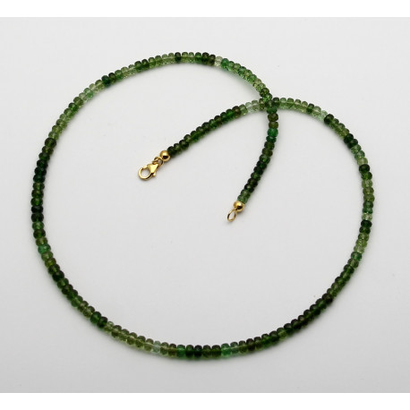 Turmalin Kette facettiert - grüne Chrom-Turmaline als Halskette 46 cm-Edelsteinketten