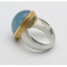 Silber-Ring mattiert mit Aquamarin Cabochon in vergoldeter Fassung Gr. 55-Silberringe