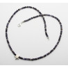 Iolith-Kette blau facettiert mit grauen Perlen & Stern in 51 cm Länge-Edelsteinketten