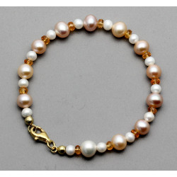 Perlen-Armband mit Mandarin-Granat in 19,5 cm Länge