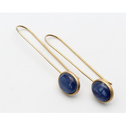 Kyanit-Ohrringe - Blaue Disthen Cabochons als Ohrhänger in Silber vergoldet