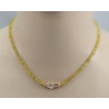 Goldberyll-Kette - facettierte gelbe Berylle mit Keshi-Perle in 43 cm Länge-Edelsteinketten