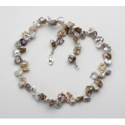 Perlenkette - Keshi-Perlen multicolour Natur Halskette 45 cm lang