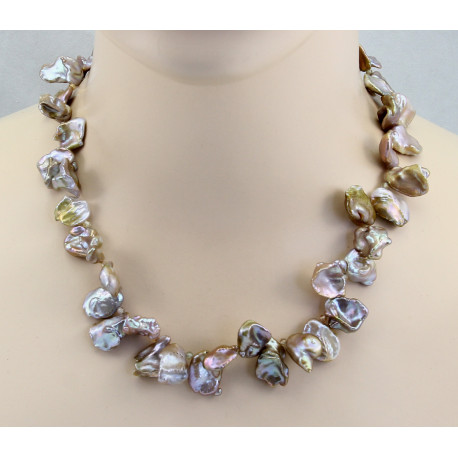 Keshi-Perlenkette, multicolour natur - Perlencollier 47 cm-Perlenketten