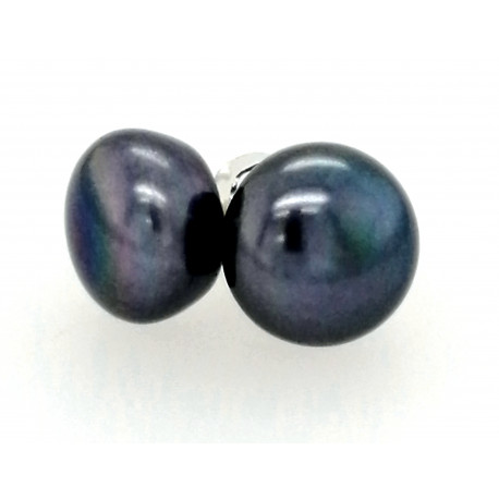 Perlen-Ohrstecker dunkelgrau 10 mm 925er Silber-Perlen-Ohrringe