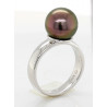 Silberring mit brauner Tahiti-Perle 11 mm rund Ringgröße 53-Silberringe