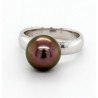 Silberring mit brauner Tahiti-Perle 11 mm rund Ringgröße 53-Silberringe