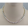 Perlenkette - weiße Süßwasserperlen mit bunten Turmalinen 45 cm lang-Perlenketten