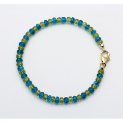 Peridot Armband facettiert mit neonblauen Apatit in 21 cm Länge