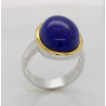 Lapislazuli Ring - Silber Ring mit Lapis in vergoldeter Fassung Gr. 55-Silberringe