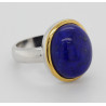 Lapislazuli Ring - Silber Ring mit Lapis in vergoldeter Fassung Gr. 55-Silberringe