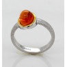 Silber-Ring mit Mandarin-Granat in vergoldeter Fassung Ringgröße 54-Silberringe