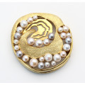 Wechselschließe Silber goldplattiert mit Süßwasser-Perlen multicolour ca. 41 x 39 mm-Wechselschließen