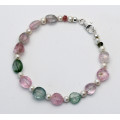 Turmalin Armband - hellgrüne und rosa Turmaline mit Perlen 18,5 cm-Edelstein-Armbänder
