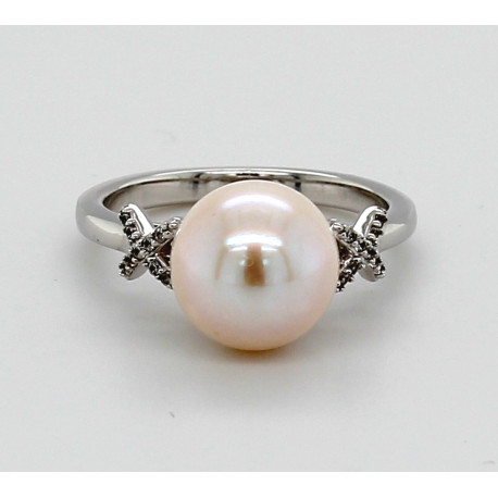 Silber-Ring mit weißer Süßwasser-Perle Ringgröße 57-Silberringe