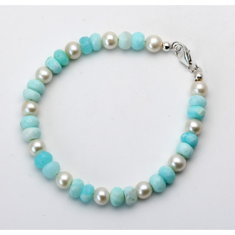 Anden-Opal Armband mit Perle 21 cm lang-Edelstein-Armbänder