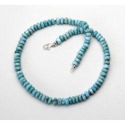 Larimar-Kette - himmelblaue Larimar-Rondelle mit kleinen Perlen 45,5 cm lang