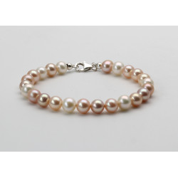 Perlen-Armband in naturfarben mit Silber-Schließe 19,5 cm lang