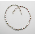 Keshi-Perlenkette weiß mit facettierten bunten Turmalinen 50,5 cm lang-Perlenketten