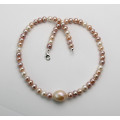 Perlenkette multicolour Süßwasser-Perlen in dezenten Naturtönen 46 cm lang-Perlenketten