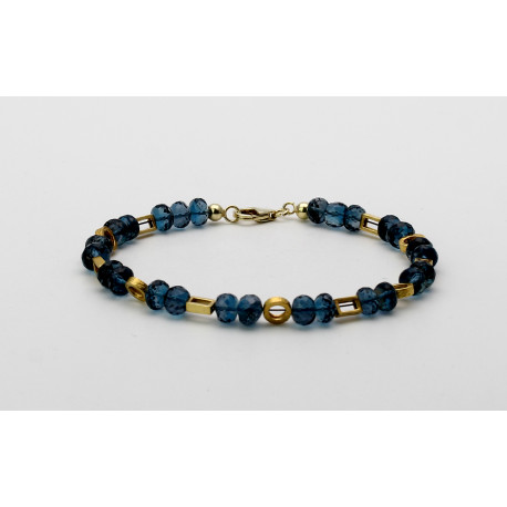 Blau-Topas armband London Blue mit vergoldenen Elementen 21 cm lang-Edelstein-Armbänder