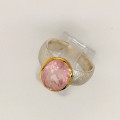 Morganit Ring - Rosa Edelberyll oval facettiert in Silber mit vergoldeter Fassung Ring-Gr. 56-Silberringe