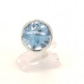 Topas Ring Blau-Topas Bufftop 16 mm rund Silberring Ringgröße 60-Silberringe