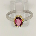 Silber-Ring mit rosaroten Turmalin (Rubellit) in vergoldeter Fassung Ringgröße 58-Silberringe