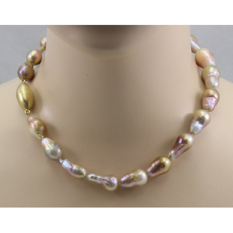 Süßwasser-Perlenkette - multicolour natur Fireballs mit Magnetschließe 46 cm lang-Perlenketten