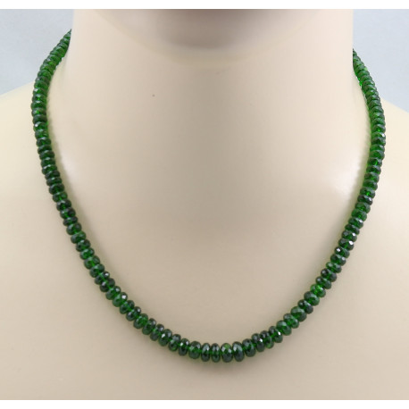 Chromdiopsid Kette - grüne facettierte Chrom-Diopsid Rondelle 47 cm lang-Edelsteinketten