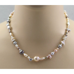 Perlenkette Süßwasser-Perlen "Harlekin-Design" 46 cm lang
