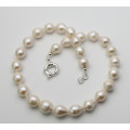 Perlenkette große weiße Süßwasser-Perlen in barocker Form 50 cm lang-Perlenketten