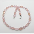Morganit Kette in rosa und apricot mit Perle Rosa Beryll Halskette 45,5 cm lang-Edelsteinketten