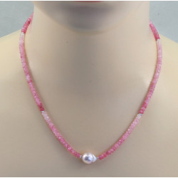 Rubellit Kette rosa Turmalinkette im Farbverlauf mit Perle 48 cm lang