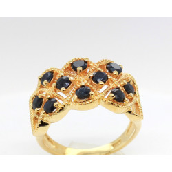 Saphir-Ring vergoldeter Silberring mit zehn blauen Saphiren Ringgröße 56