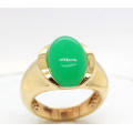 Chrysopras-Ring in vergoldetem Silber Ringgröße 52-Silberringe