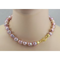 Rosa Perlenkette - große Süßwasserperlen in Barockform 45 cm-Perlenketten