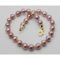 Rosa Perlenkette - große Süßwasserperlen in Barockform 45 cm-Perlenketten